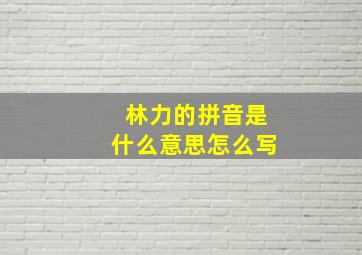 林力的拼音是什么意思怎么写