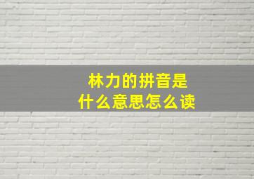 林力的拼音是什么意思怎么读