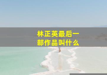 林正英最后一部作品叫什么