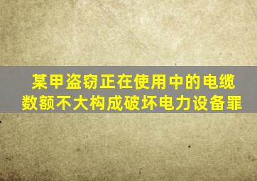 某甲盗窃正在使用中的电缆数额不大构成破坏电力设备罪