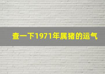 查一下1971年属猪的运气