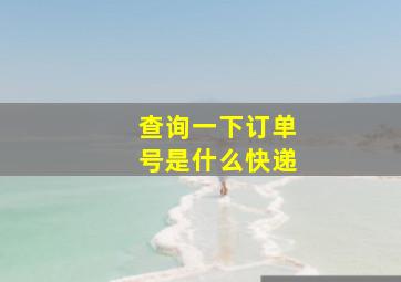 查询一下订单号是什么快递