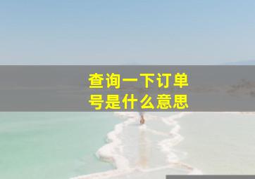 查询一下订单号是什么意思