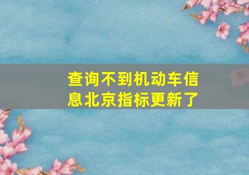 查询不到机动车信息北京指标更新了