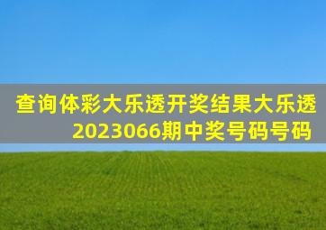 查询体彩大乐透开奖结果大乐透2023066期中奖号码号码