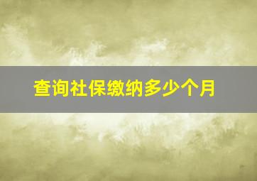 查询社保缴纳多少个月