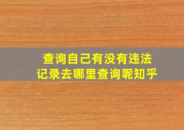 查询自己有没有违法记录去哪里查询呢知乎