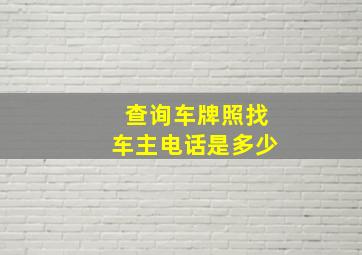 查询车牌照找车主电话是多少