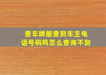 查车牌能查到车主电话号码吗怎么查询不到