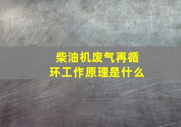 柴油机废气再循环工作原理是什么