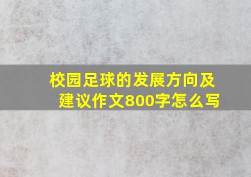 校园足球的发展方向及建议作文800字怎么写