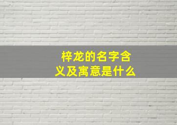 梓龙的名字含义及寓意是什么