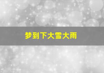 梦到下大雪大雨