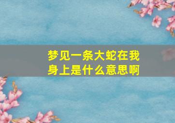 梦见一条大蛇在我身上是什么意思啊