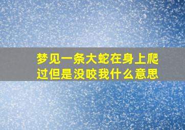 梦见一条大蛇在身上爬过但是没咬我什么意思