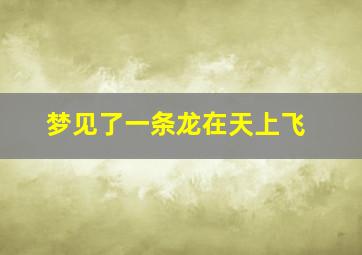 梦见了一条龙在天上飞