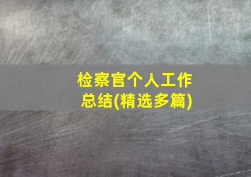 检察官个人工作总结(精选多篇)