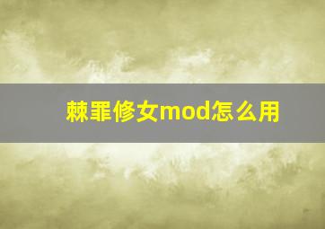 棘罪修女mod怎么用