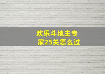 欢乐斗地主专家25关怎么过