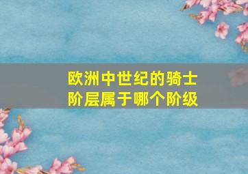 欧洲中世纪的骑士阶层属于哪个阶级