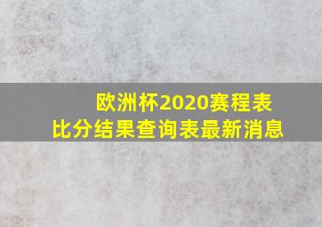 欧洲杯2020赛程表比分结果查询表最新消息