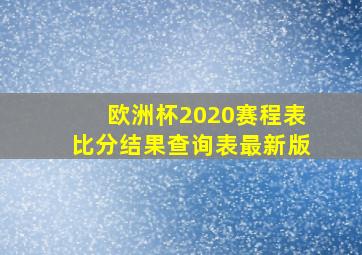 欧洲杯2020赛程表比分结果查询表最新版