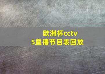 欧洲杯cctv5直播节目表回放