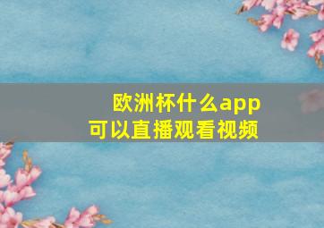 欧洲杯什么app可以直播观看视频