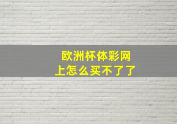 欧洲杯体彩网上怎么买不了了