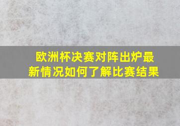 欧洲杯决赛对阵出炉最新情况如何了解比赛结果