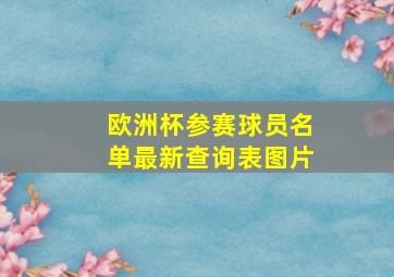 欧洲杯参赛球员名单最新查询表图片