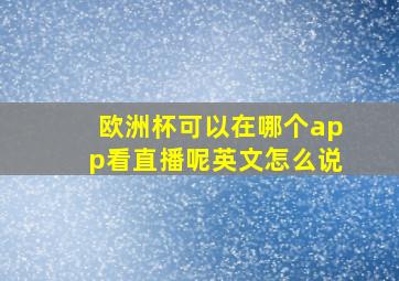 欧洲杯可以在哪个app看直播呢英文怎么说