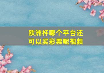 欧洲杯哪个平台还可以买彩票呢视频