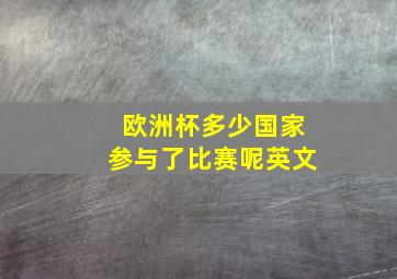 欧洲杯多少国家参与了比赛呢英文