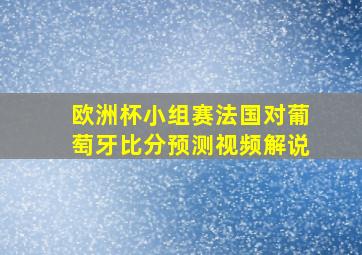 欧洲杯小组赛法国对葡萄牙比分预测视频解说