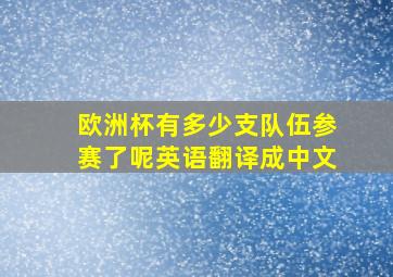 欧洲杯有多少支队伍参赛了呢英语翻译成中文