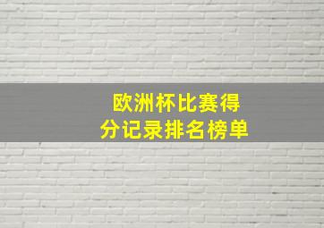 欧洲杯比赛得分记录排名榜单