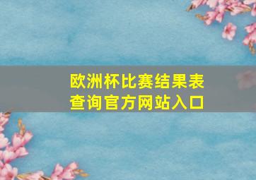 欧洲杯比赛结果表查询官方网站入口