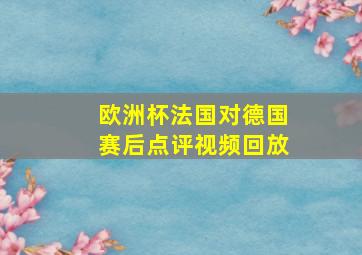 欧洲杯法国对德国赛后点评视频回放