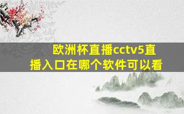 欧洲杯直播cctv5直播入口在哪个软件可以看