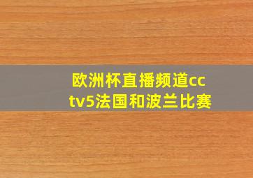 欧洲杯直播频道cctv5法国和波兰比赛