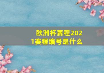 欧洲杯赛程2021赛程编号是什么