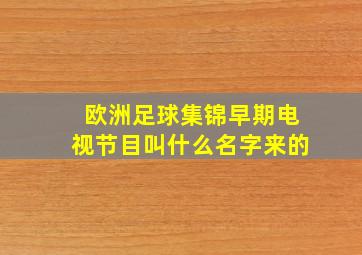 欧洲足球集锦早期电视节目叫什么名字来的