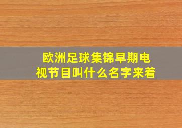 欧洲足球集锦早期电视节目叫什么名字来着