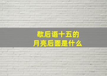 歇后语十五的月亮后面是什么