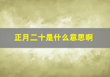 正月二十是什么意思啊