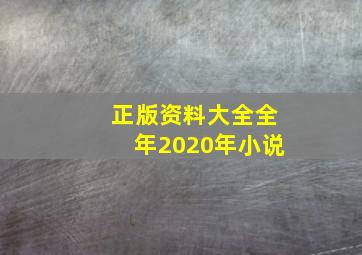 正版资料大全全年2020年小说