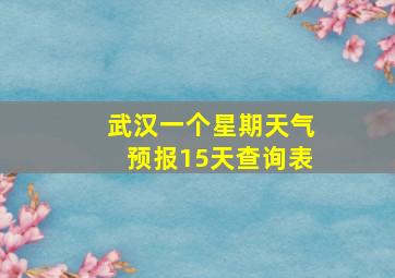 武汉一个星期天气预报15天查询表