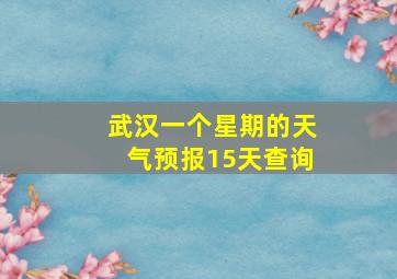 武汉一个星期的天气预报15天查询