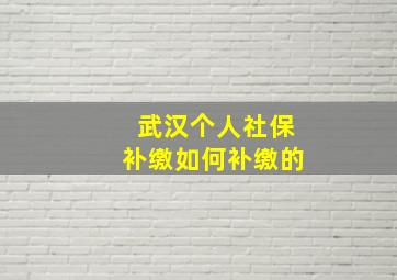 武汉个人社保补缴如何补缴的